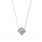 Princess Cut Diamond Bezel Pendant Necklace – Modern Geometric Solitaire in 925 Silver | Elegant Minimal Jewelry (0.70 CT)