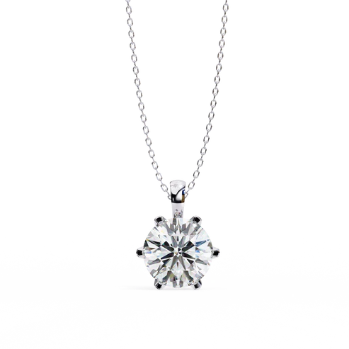 Classic Round Diamond Solitaire Pendant in 925 Silver (1CT)