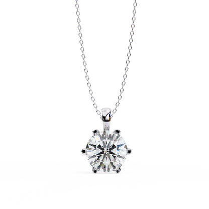 Classic Round Diamond Solitaire Pendant in 925 Silver (1CT)