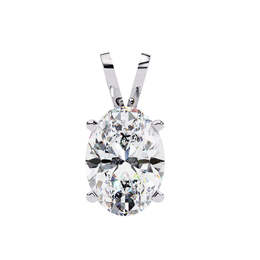 Oval-Cut Diamond Solitaire Pendant – Elegant Classic Necklace in 925 Silver (1CT)