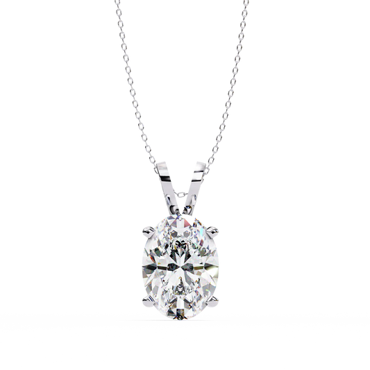 Oval-Cut Diamond Solitaire Pendant – Elegant Classic Necklace in 925 Silver (1CT)