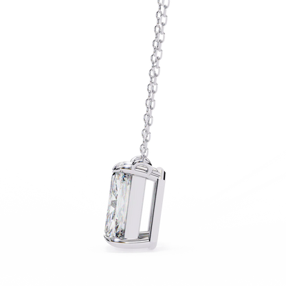 Emerald-Cut Diamond Solitaire Pendant Necklace – Timeless Radiance in 925 Silver | Elegant Minimalist Jewelry (0.70 CT)
