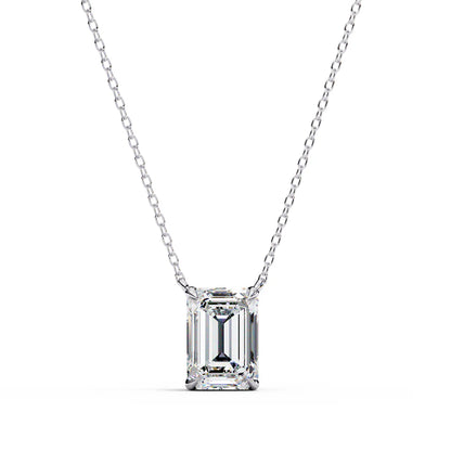 Emerald-Cut Diamond Solitaire Pendant Necklace – Timeless Radiance in 925 Silver | Elegant Minimalist Jewelry (0.70 CT)