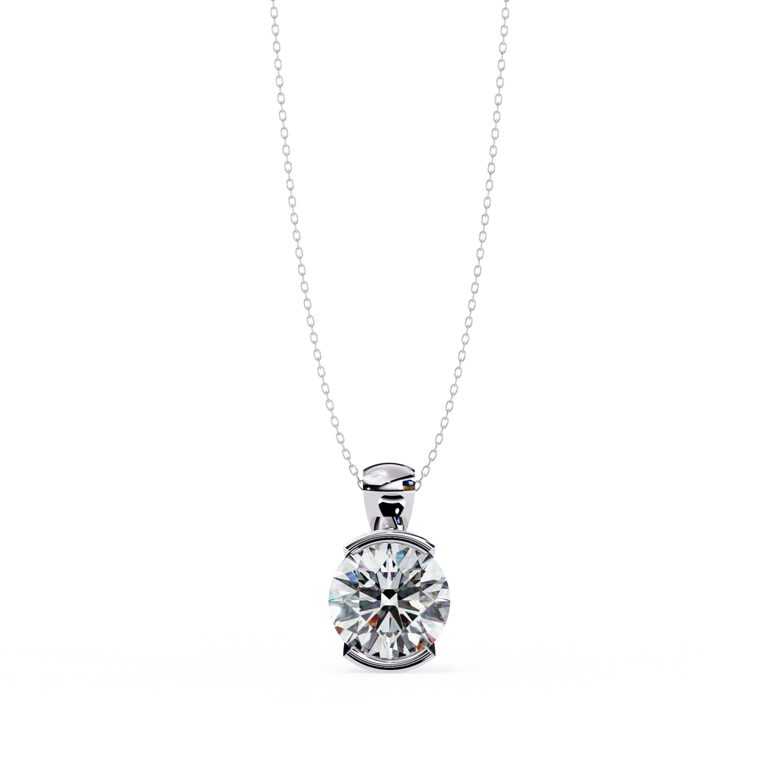 Timeless Round-Cut Solitaire Pendant Necklace in 925 Silver | Classic Minimalist Fine Jewelry