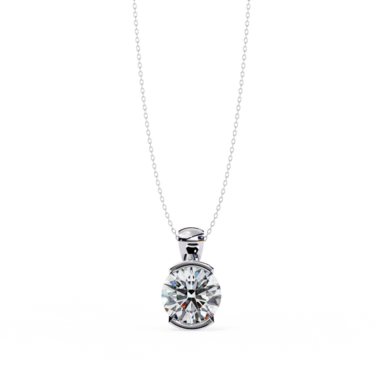 Timeless Round-Cut Solitaire Pendant Necklace in 925 Silver | Classic Minimalist Fine Jewelry