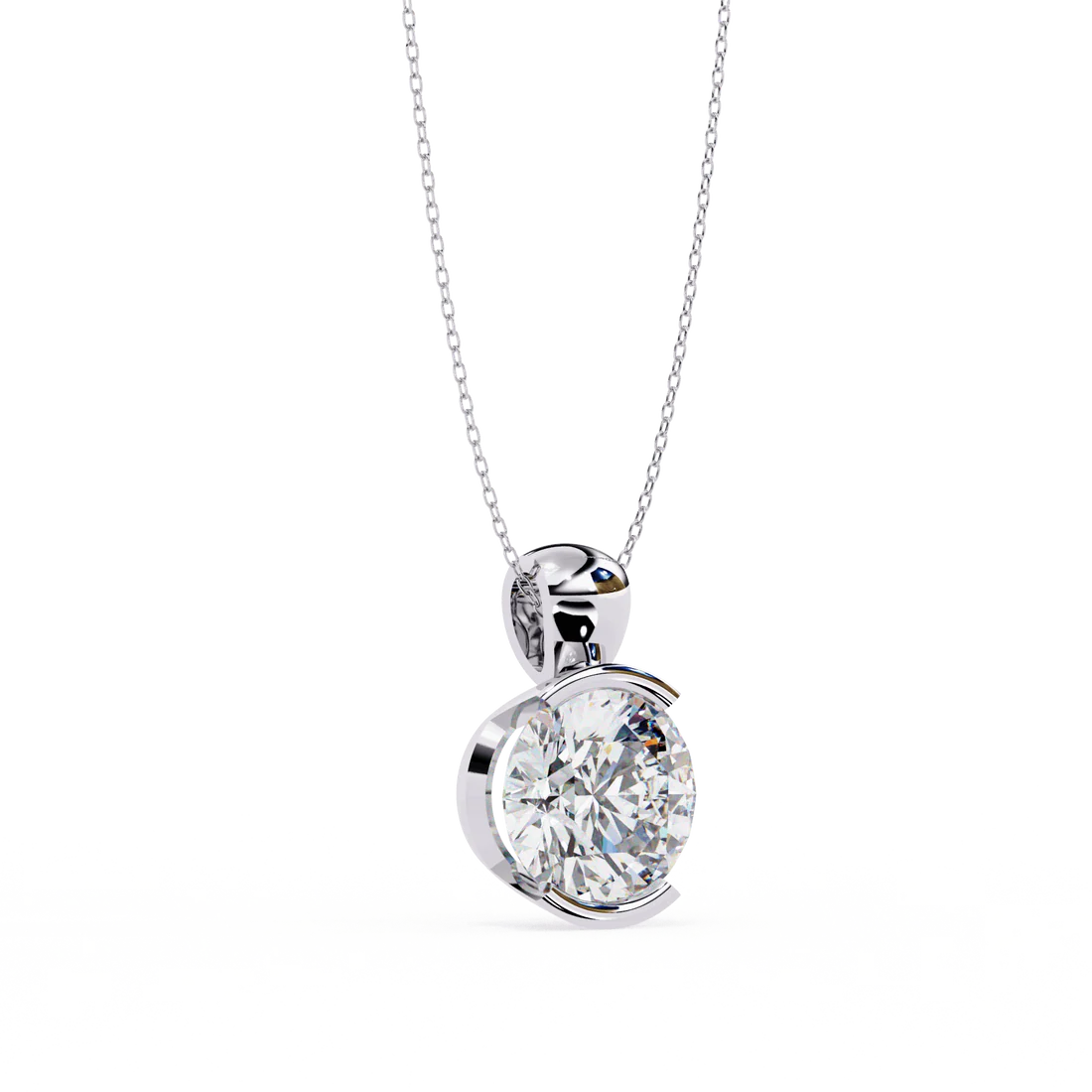 Timeless Round-Cut Solitaire Pendant Necklace in 925 Silver | Classic Minimalist Fine Jewelry