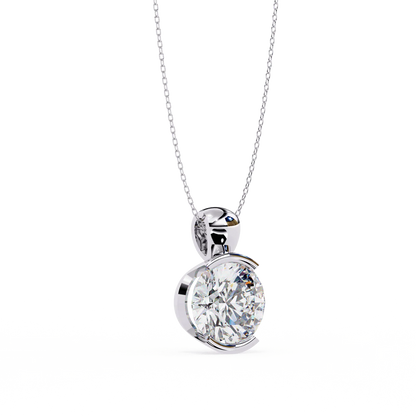 Timeless Round-Cut Solitaire Pendant Necklace in 925 Silver | Classic Minimalist Fine Jewelry