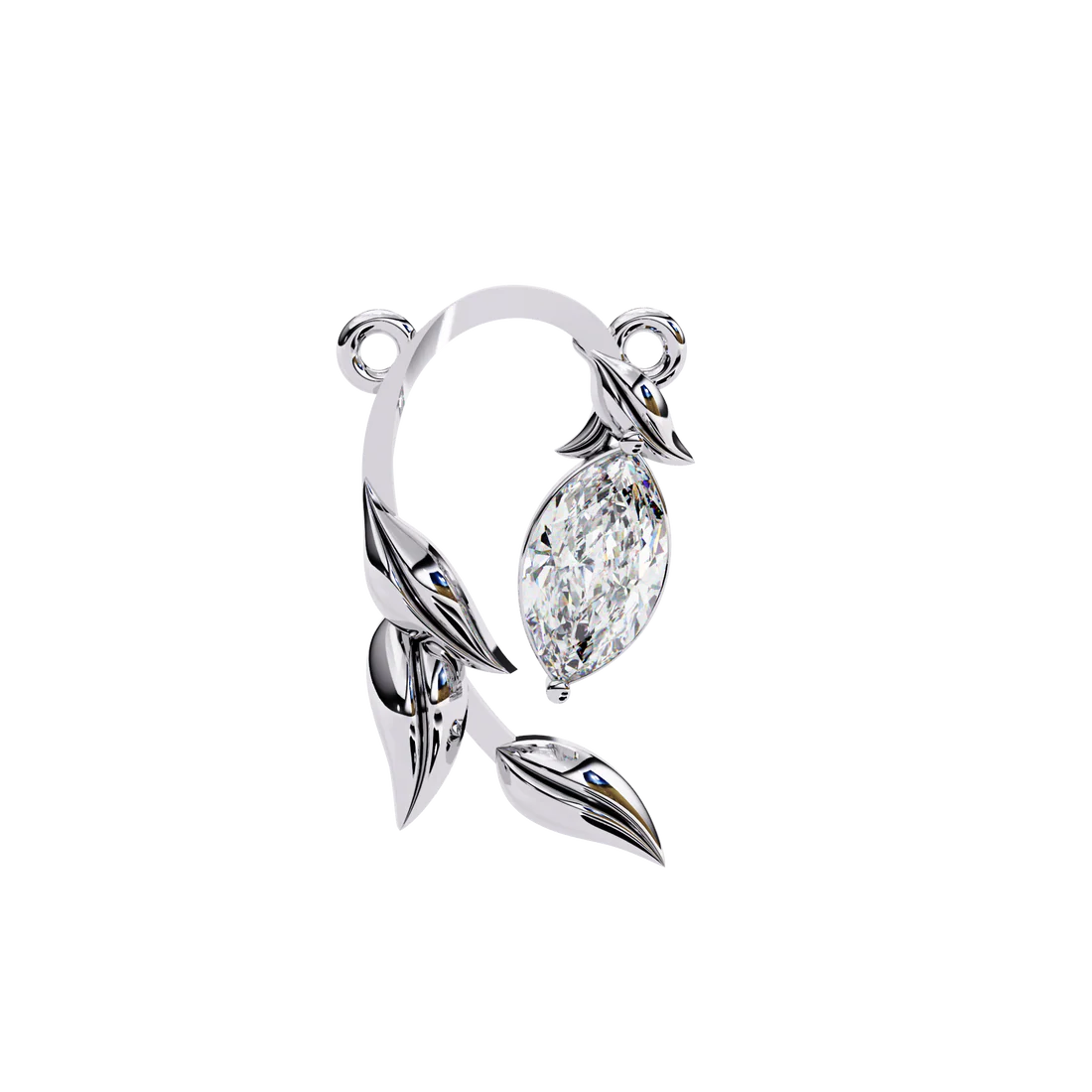 Nature-Inspired Leaf Pendant with Marquise Diamond – Elegant Jewelry Gift in 925 Silver | Floral Design Necklace (0.70 CT)