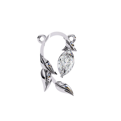 Nature-Inspired Leaf Pendant with Marquise Diamond – Elegant Jewelry Gift in 925 Silver | Floral Design Necklace (0.70 CT)
