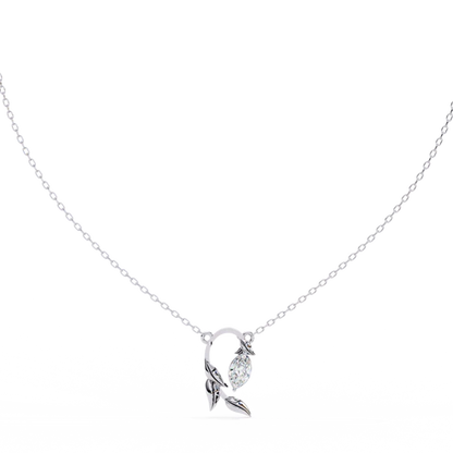 Nature-Inspired Leaf Pendant with Marquise Diamond – Elegant Jewelry Gift in 925 Silver | Floral Design Necklace (0.70 CT)