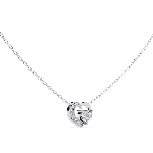 Heart-Shaped Diamond Pendant | Elegant Gold Heart Necklace in 925 Silver | Romantic Minimal Jewelry (0.70 CT)