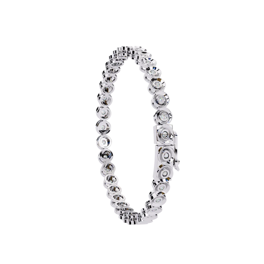 Elegant Tennis Bracelet With Round Diamonds In Bezel Settings 925 Silver